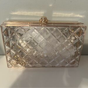 Clear Pearl Handle Clutch